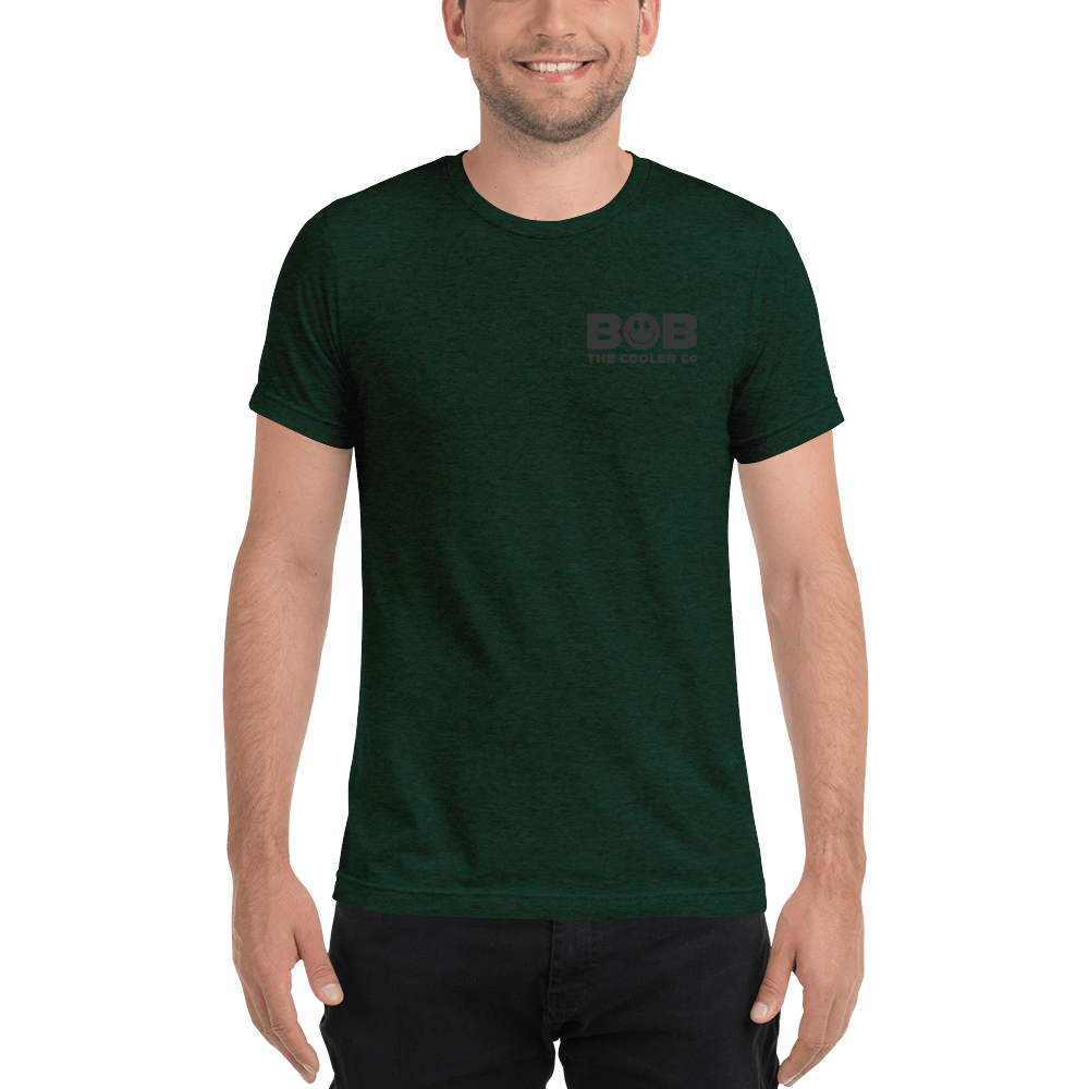 The Bob T - Short sleeve green t-shirt - Front view.