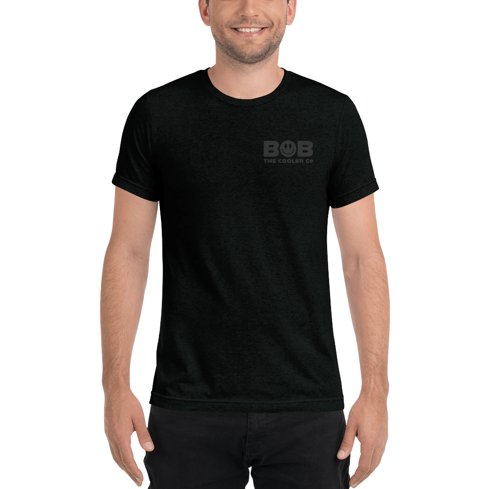 The Bob T - Short sleeve black t-shirt - Front view.